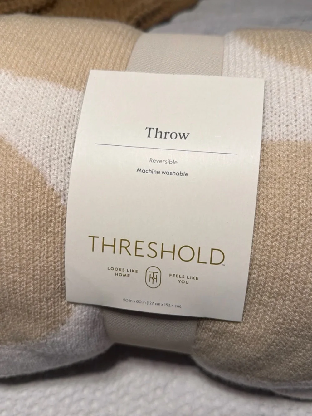 Target Threshold Reversible Throw in Cream and Tan Stripe